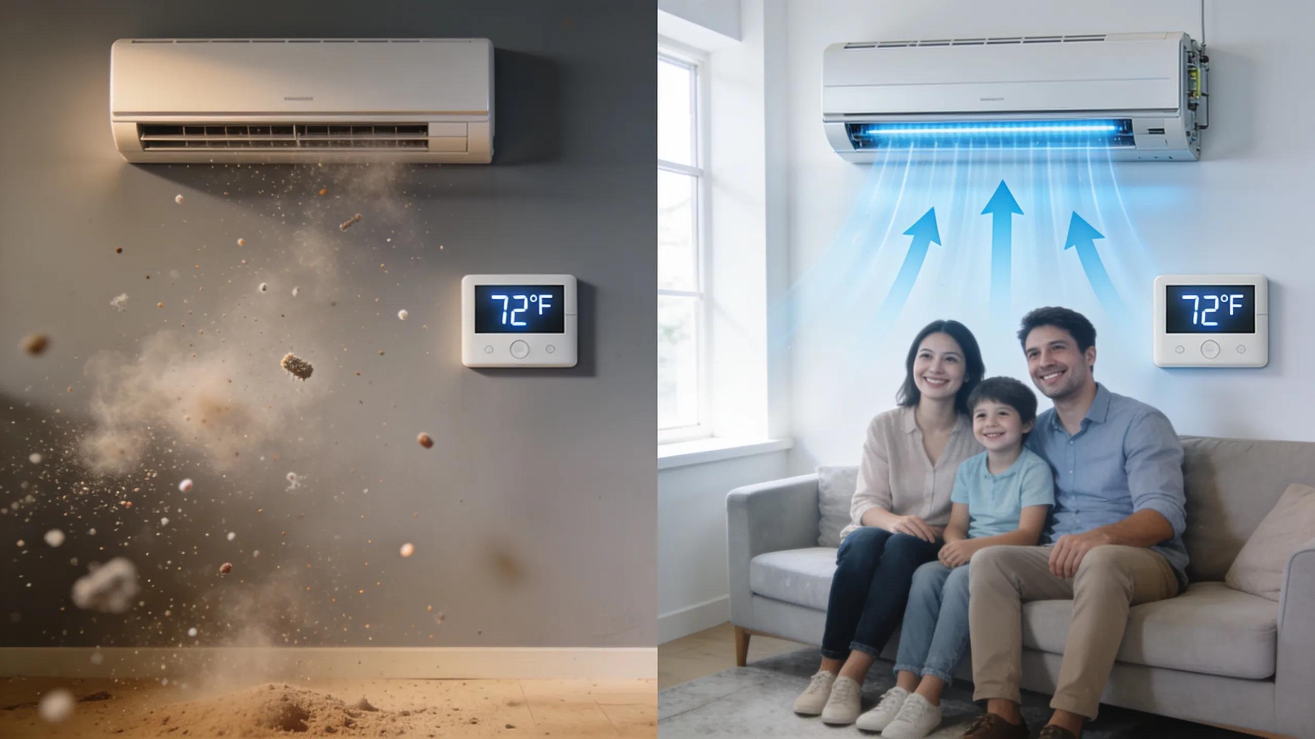 HVAC UV Light Installation for Air Sterilization 2 Comparison of indoor air quality with and without UV light in HVAC systems