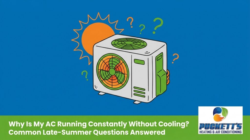 Why Is My AC Running Constantly Without Cooling? Common Late-Summer Questions Answered 1 Why Is My AC Running Constantly Without Cooling? Common Late-Summer Questions Answered — featured image